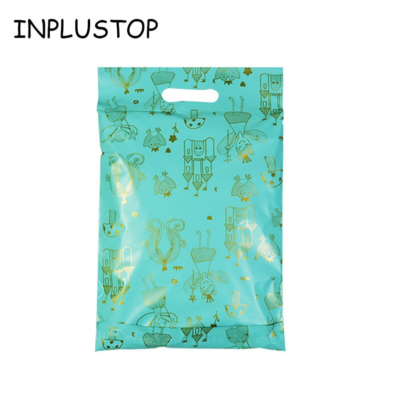 Inplustop Groene Kleur Express Draagbare Tassen Waterdichte Plastic Kleding Tote Post Zak Zelfklevende Dikker Koerier Pouch