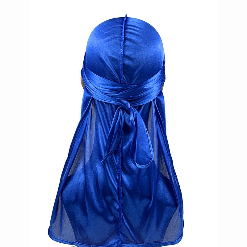 Bonnet de nuit en Satin Invisible pour femmes, accessoire de en soie, Long, plat: Bleu Royal