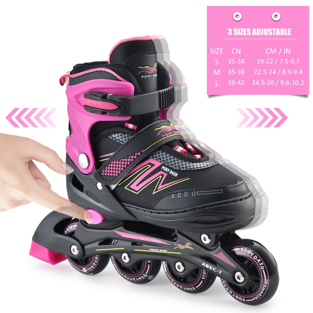 Patines ajustables en línea con ruedas iluminadoras para niños, niñas y señoras