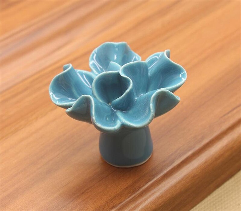 Boutons colorés pour meuble de fleurs en céramique de 40MM, poignées pour tirer de porte, placard, garde-robe, boutons de meubles: B