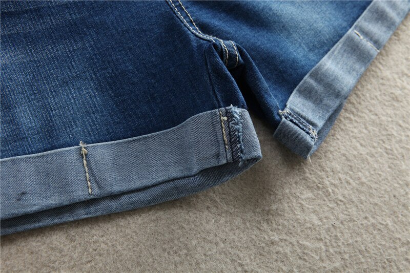 Sommer tynd stretch denim barsel shorts mave rullet op shorts tøj til gravide afslappet graviditet korte jeans