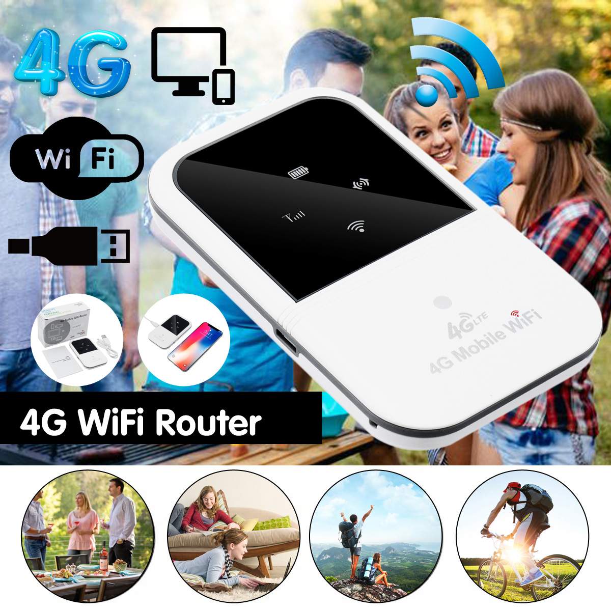 A800 4G Draadloze Router Draagbare WiFi 802.11 b/g/n 4G 150Mbps Draagbare Router 4G Hotspot Met SIM Slot Draadloze Routers Repeater