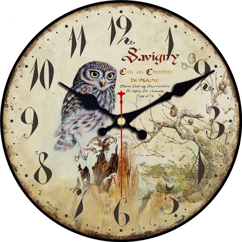 Grote Houten Wandklok Stille Woonkamer Muur Decor Saat Home Decoratie Muur Horloges Vogel Uil Reloj De Pared: 12955 / 6inch(15cm)