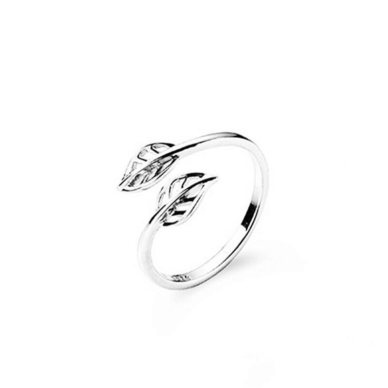 Simple Minimalist Hollow Leaf 925 Sterling Silver Jewelry Not Allergic Personality Sweet Maple Opening Rings SR454