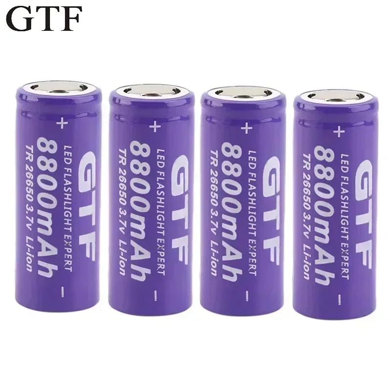 26650 3,7 V 8800 mAh wiederaufladbarer Lithium-Ionen-Akku, verwendet für LED-Taschenlampen und Taschenlampen