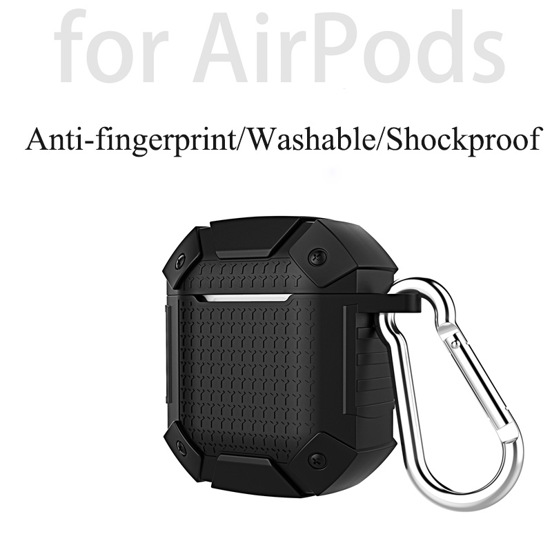 Stødsikker øretelefon taske til airpods 1 2 cover cover blød tpu fuld beskyttende taske øretelefon opbevaring rejseenhed: Sort