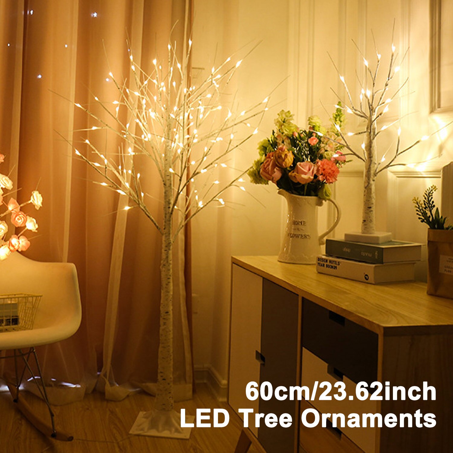 Forlyst påske træ med 24 led lys borddekoration til indendørs brug hjem bryllup jul påske fest dekoration forsyninger