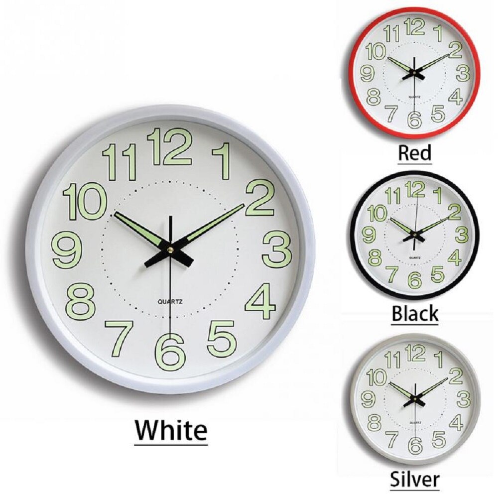 Decorative Wall Clock Luminous Glow In Dark Quartz Plastic Watch Home Decor Mute Living Room Digital Wall Clocks