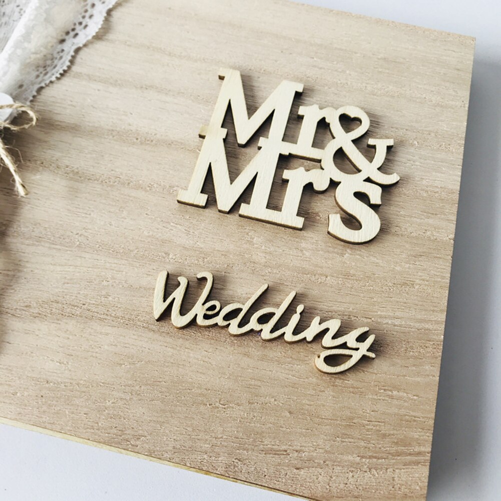 Rustic Wedding Guest Book DIY Engraved Mr Mrs Sign Guestbook Rustic Wedding Birthday Festive Party Supplies Check-In Case