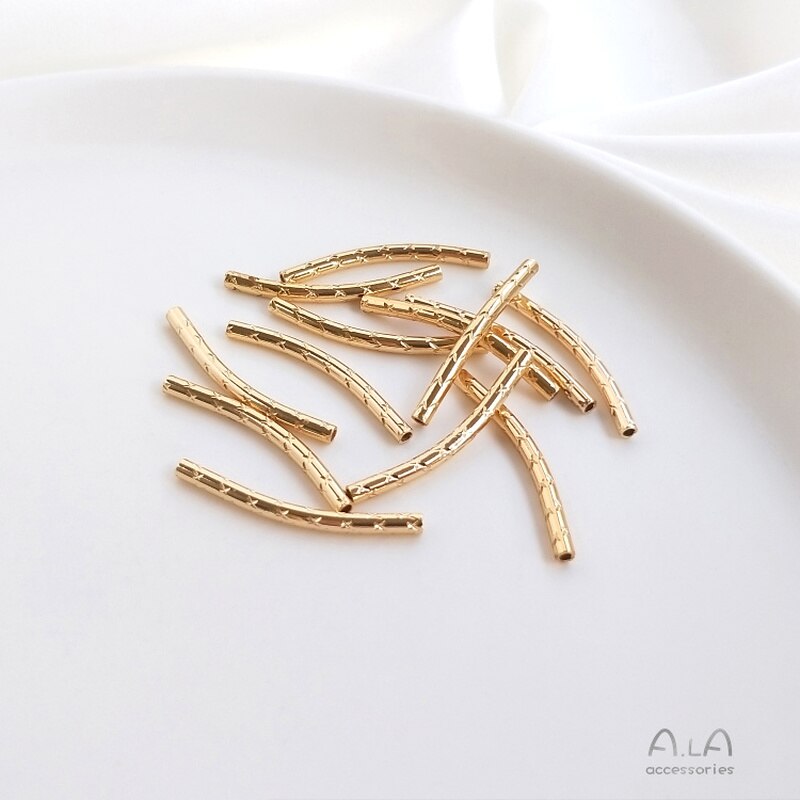 10 Teile/satz 14k Gold Beschichtung Nie Verblassen schneiden Facette Gebogene Rohr S-Förmigen Rohr DIY Handgemachte Armbinde Schnur schmuck Zubehör
