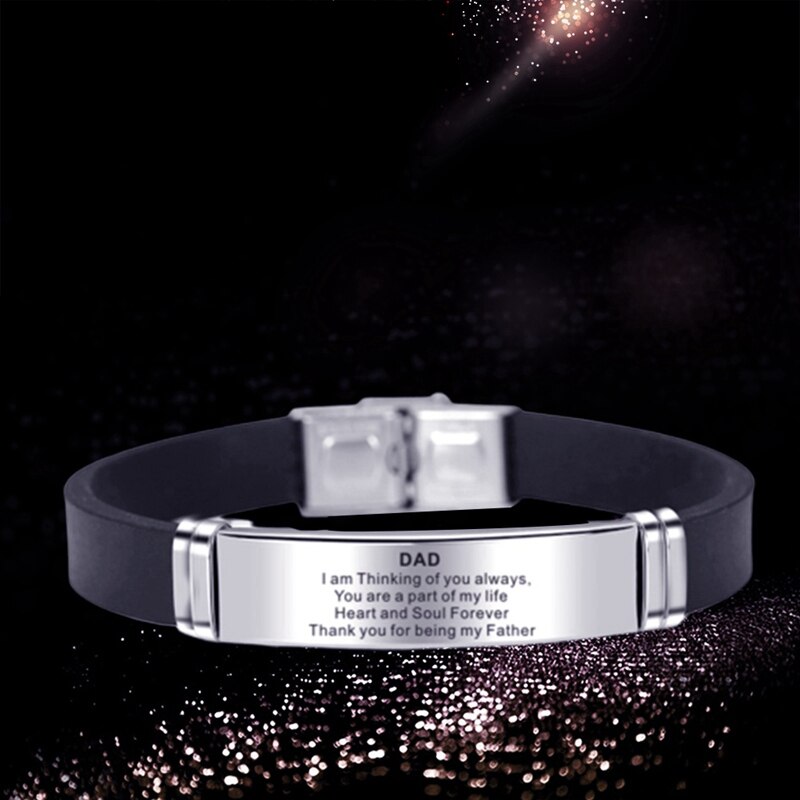 1pc til min søn inspirerende armbånd mænd armbånd rustfrit stål silikone armbånd til drenge kærlighed fra mor far