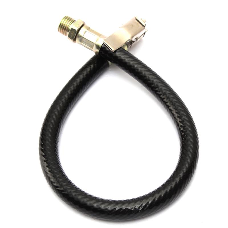 Motorcycle Self-locking Chuck Car Tire Pressure Meter Air Inflator Rubber Hose 370mm Zinc Alloy