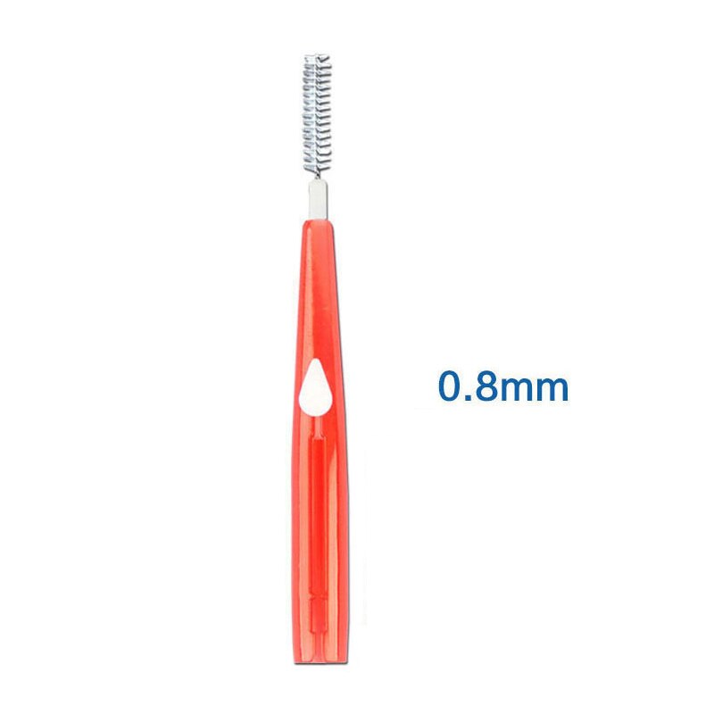 10 stk tand-mundhygiejne push-pull interdental børste voksne tandrensning tandtråd børste tandstikker 5 størrelse børstehoved tandpleje: Rød -0.8mm