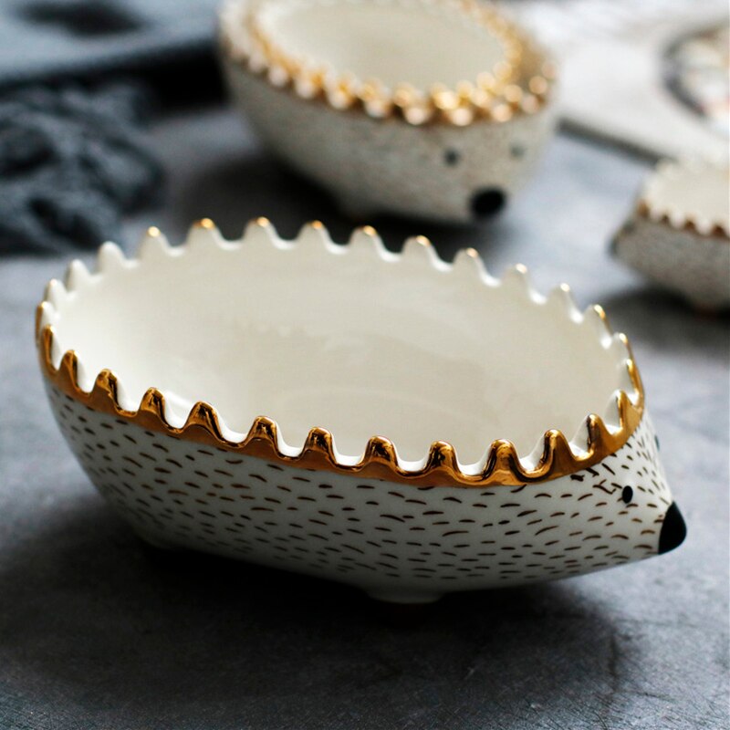 Hedgehog Phnom Penh bowl ceramic Nordic small bowl dessert bowl fruit bowl salad bowl cute animal cutlery cartoon measuring cup