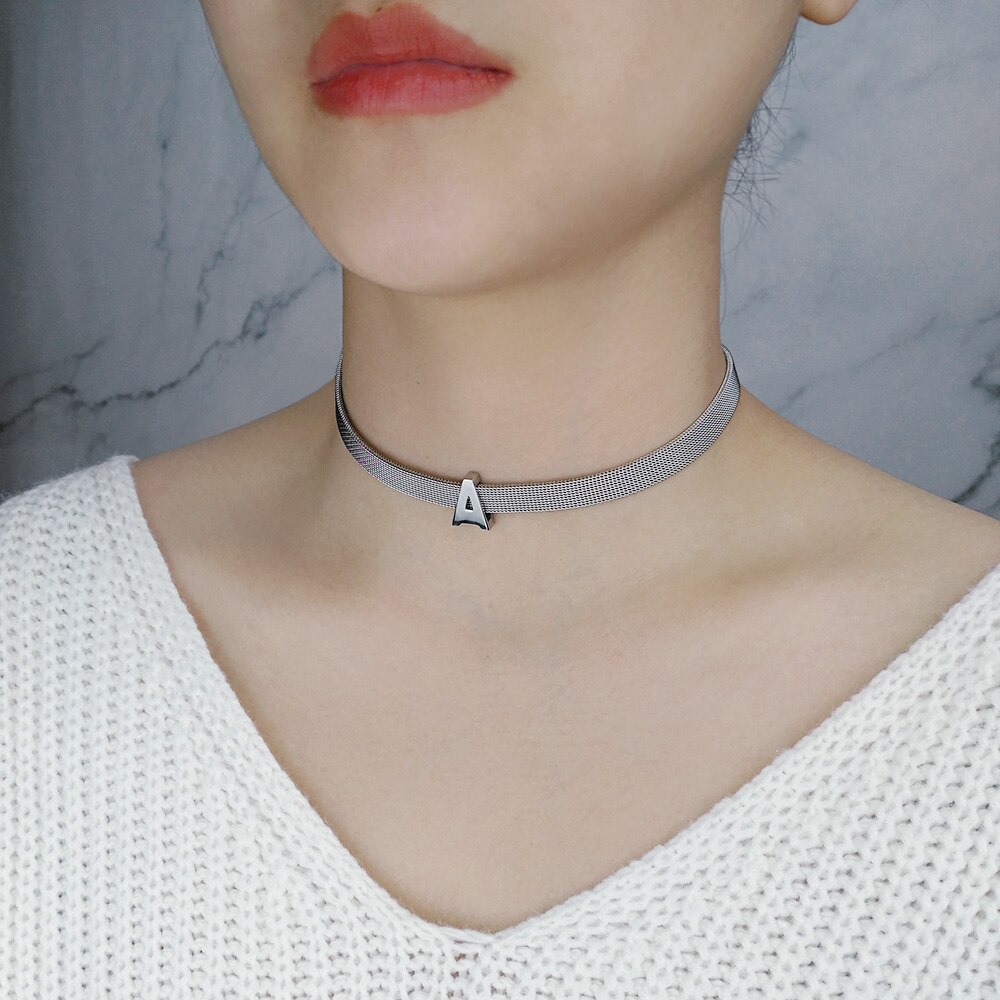 FINE4U N534 Stainless Steel Choker Necklace Adjustable Mesh Belt Necklace For Women Teen Girls DIY Jewelry Making