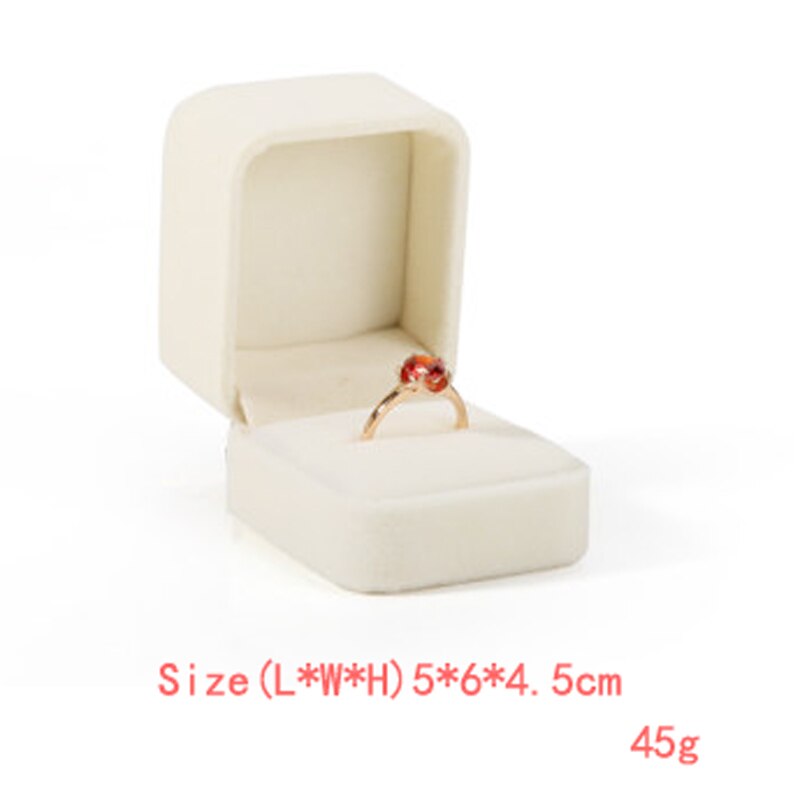 Beige Flannel Jewelry Box Jewelry Box Ring Necklace Earrings Pendant Storage Box: Ring Box