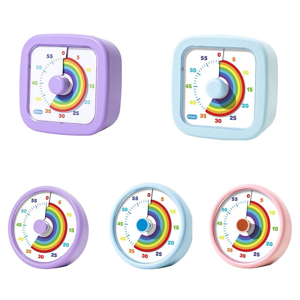 60 Minutes Visual Timer Ultra Silent Round/Square Countdown Alarm Clock Self-discipline Visualization Kitchen Timer Indoor