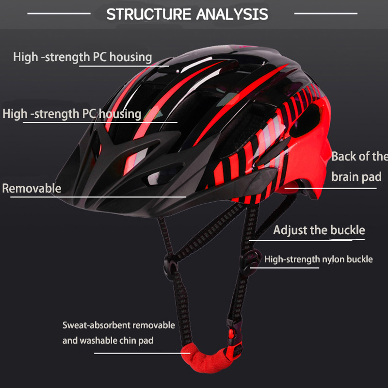 Cycling Helmet With LED Back Light Bike Ultralight Helmet Intergrally-Molded Mountain Road Bicycle Helmet Safe Men Women