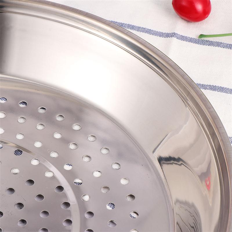 Plato humeante de acero inoxidable con agujeros, vaporizador grueso, utensilios de cocina