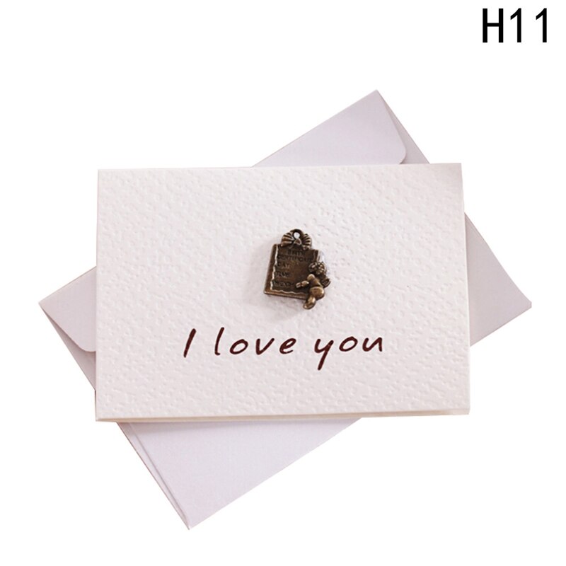 2pcs/set envelope small greeting card birthday card metal three-dimensional thank you card Stationery Set: 11