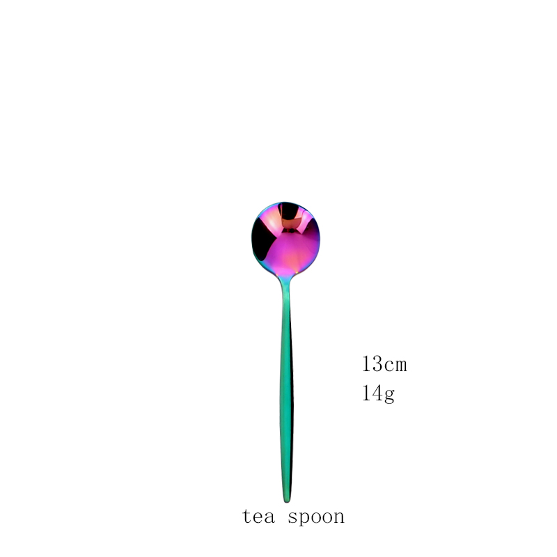 1pcs Flatwar Fork Knife Spoon Set Cutlery Tableware Dinning Rainbow Table Steel Kitchen Complete Dinner Set for: PURPLE