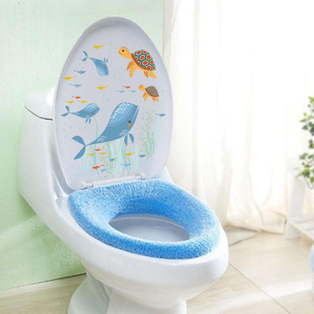 Hval toilet klistermærker boligindretning gør-det-selv wc toiletplakater vandtæt skildpadde marine tema tegneserie vægkunst overføringsbilleder