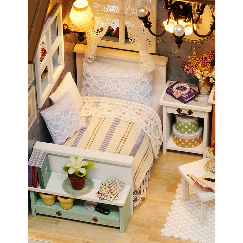 mini house Miniature DIY House Kit Handmade Assembly Model Room With Furniture (Beautiful Time)