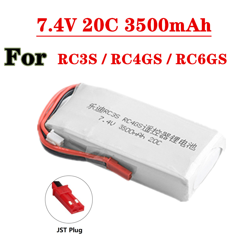 Batterie Lipo RC 2S 7.4V 3500mah pour émetteur Radiolink RC3S RC4GS RC6GS li-polymère avec prise JST 20C 7.4V