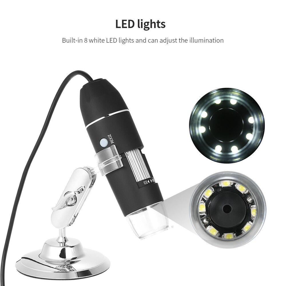 mini AV LED Digital Microscope 1000X Magnification optical instruments soldering microscope with Holder True 0.3MP Video Camera