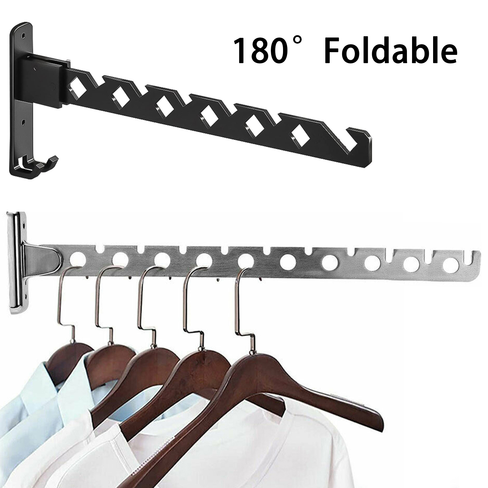Tendedero de ropa montado en la pared ángulo ajustable de acero inoxidable plegable tendedero colgador ahorro de espacio en el hogar