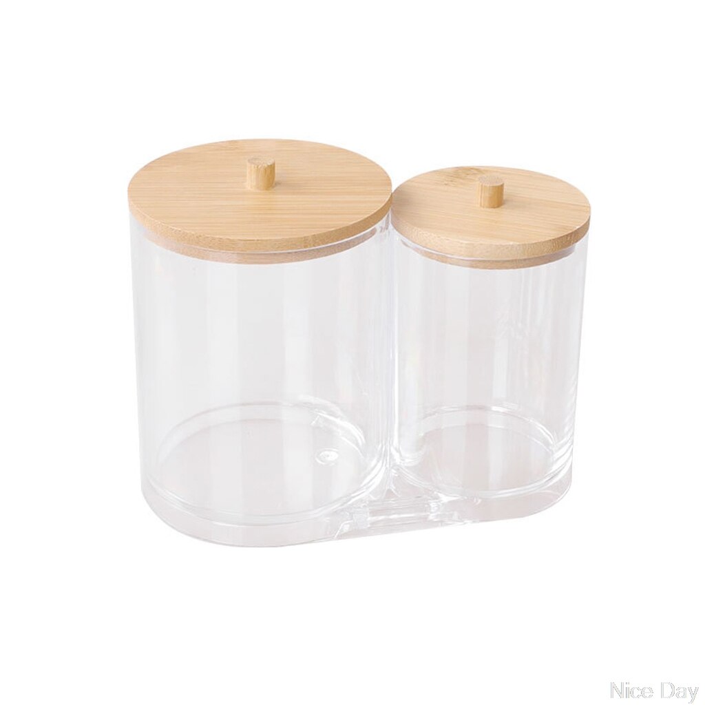 Makeup Cotton Pads Swab Storage Bin Case Cosmetics Organizer Box with Bamboo Cover for Women Makeup Holder: F