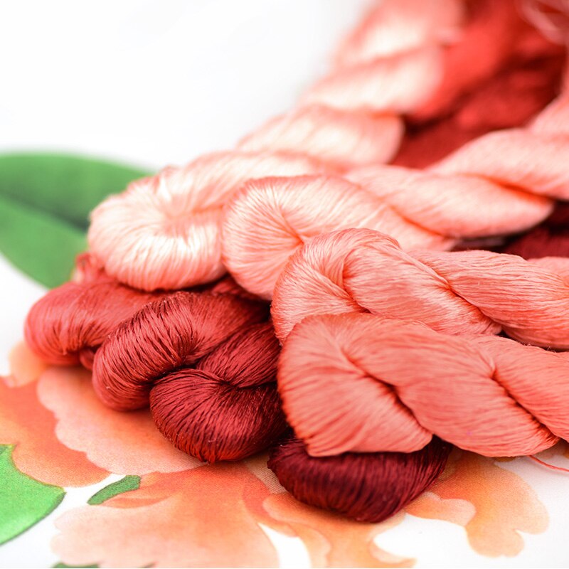 1pcs/400m silk embroidery thread / 100% silk thread /hand embroidery embroider cross stitch/Peony red series/8 pure colors