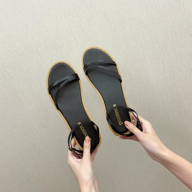 Vrouwen Rome Sandalen Zomer Mode Retro Casual Outdoor Strand Gesp Enkel Starp Open Teen Flats Vrouwelijke Schoenen Sandalias