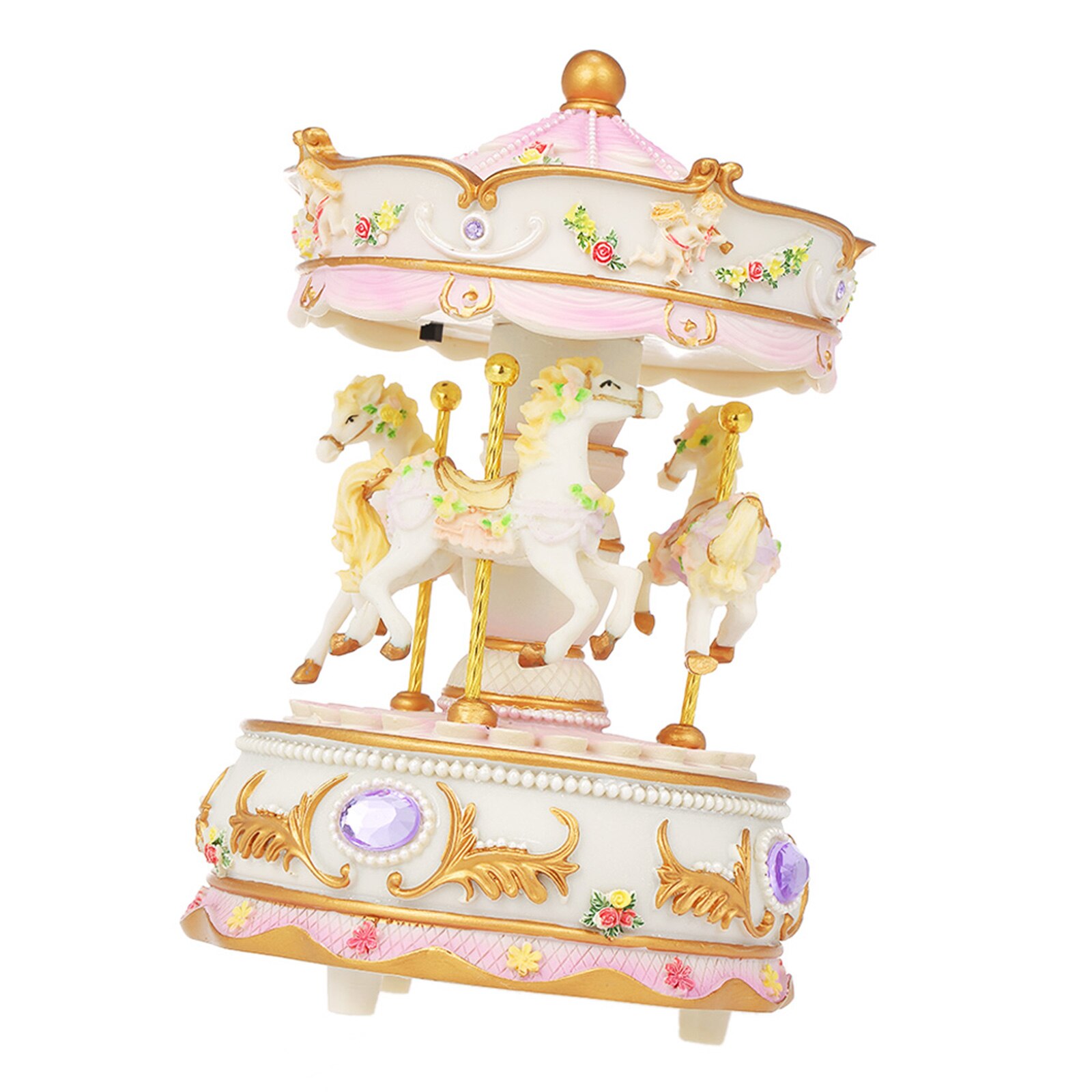 Colorful LED Merry-go-round Musical Box Toys Carousel Clockwork Music Box for Girlfriend Kids Children Christmas Festival