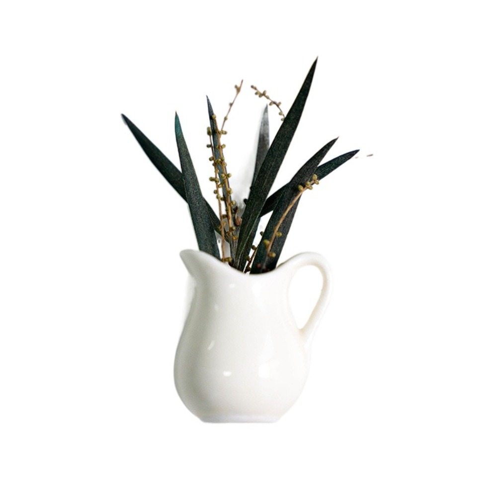 Søt keramisk vase kjøleskapsklistremerker uten planter diy mini plantevase utsøkt kinesisk stil porselen bonsai stue: Lysegrå