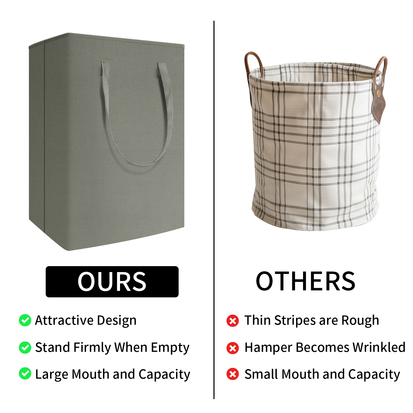 Grote wasmand 75L waterdichte vrijstaande wasmand Opvouwbare hoge wasmand met handvatten voor kledingspeelgoed