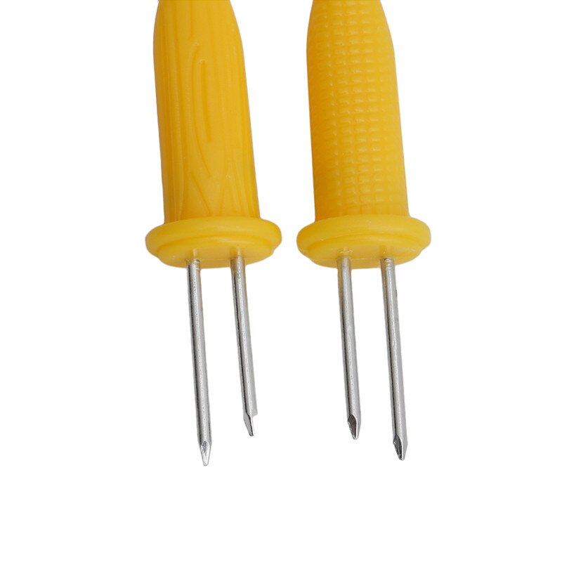10 stk / pakke dobbelte spidser grillgaffel frugt majsholder bbq gaffel garpu værktøj gul