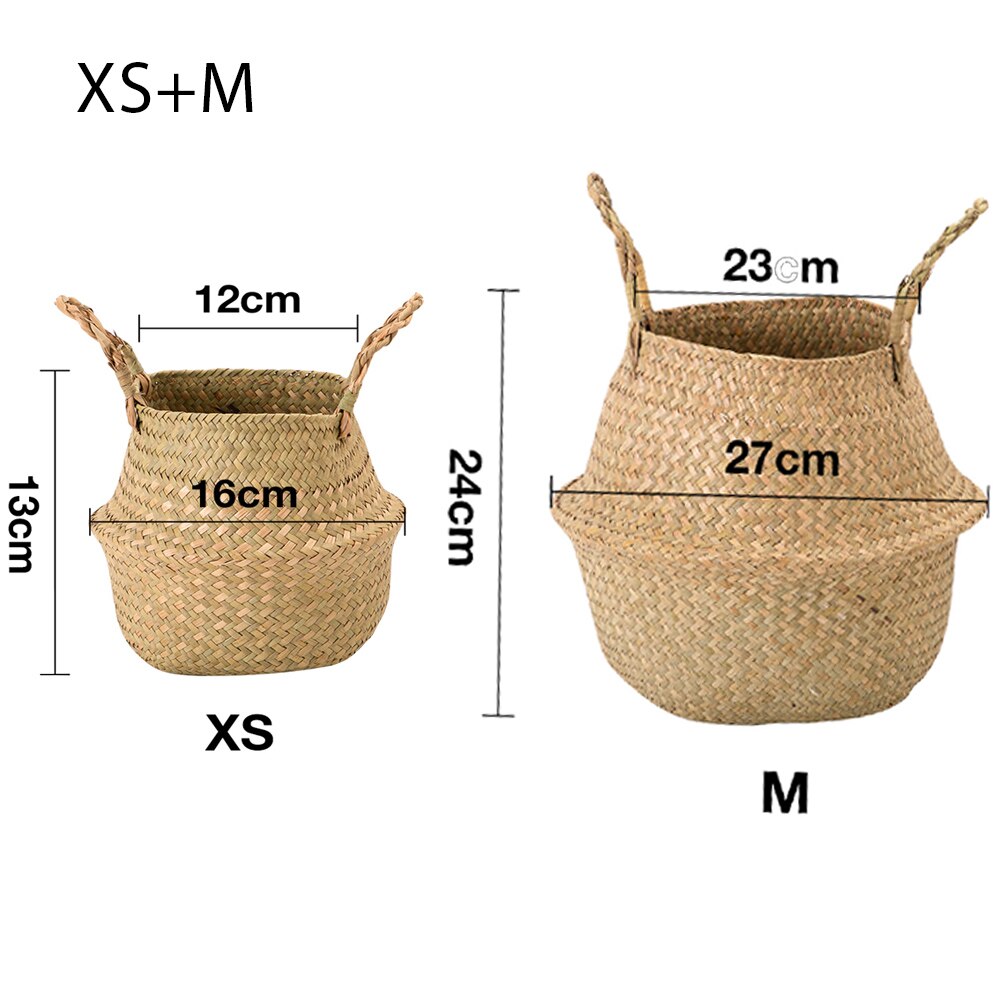 Wicker Storages Basket Flower Baskets Laundry Storage Decorative Basket Rattan Flower Pot Garden Planters Household Organizer: XS  M