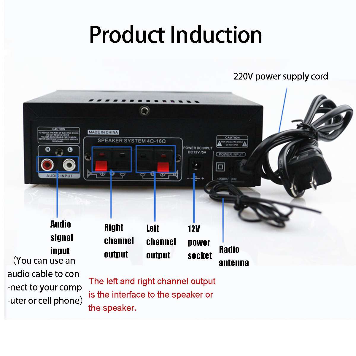 HIFI 2CH 800W Power bluetooth Audio Amplifier 12/220V Home Theater Amplifiers Audio with Remote Control Support FM USB SD Card