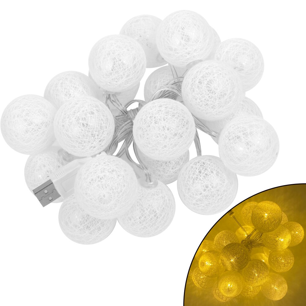 Baumwolle Ball LED Lichterketten 20 LEDs Batterie Betrieben Und USB Powered für Ostern Halloween Weihnachten Partei Wohnkultur: Warm white / By Battery