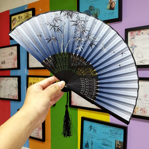 Silk Fan Chinese Japanese Style Folding Fan Home Decoration Ornaments Pattern Art Craft Wedding Dance Hand Fan Paper Fans: 55