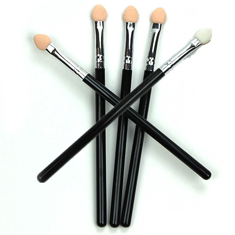 1/5/10PCS Portable Wood Handle Sponge Makeup Stick Eye Shadow Nose Shadow Lip Applicator Brush Cosmetic Tools Accessories: 5pcs