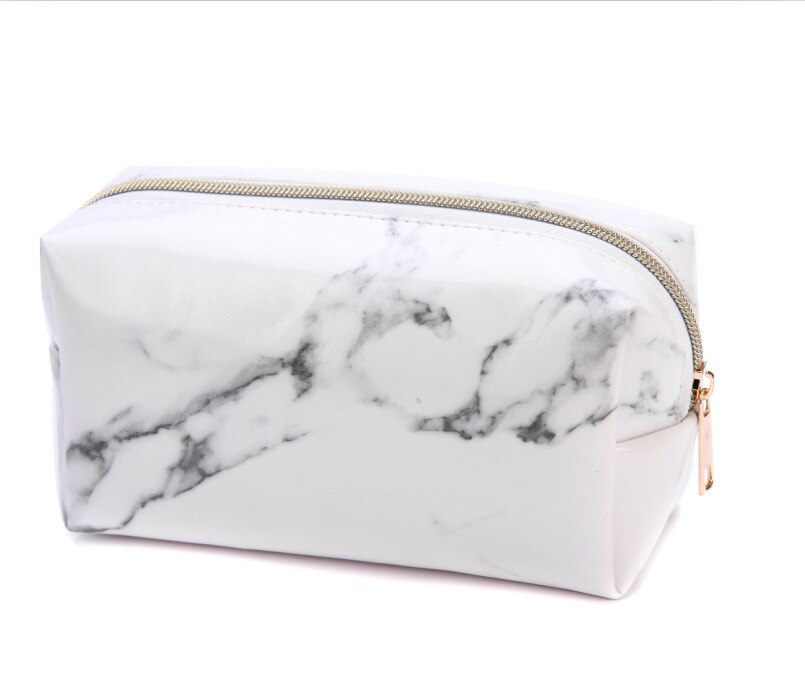 Estuches de lápices de mármol blanco y negro para niñas, gran capacidad, bolsa de cosméticos de cuero PU, Estuche escolar, suministros de oficina Zakka escolar: White