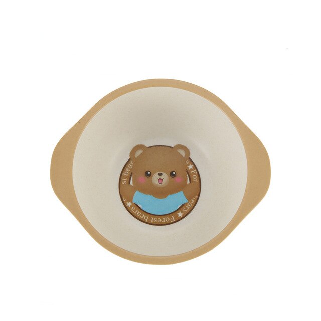 Bol de bébé en fibre de bambou plats pour enfants, bol d'alimentation naturel vaisselle pour enfants table dessin animé: Bear