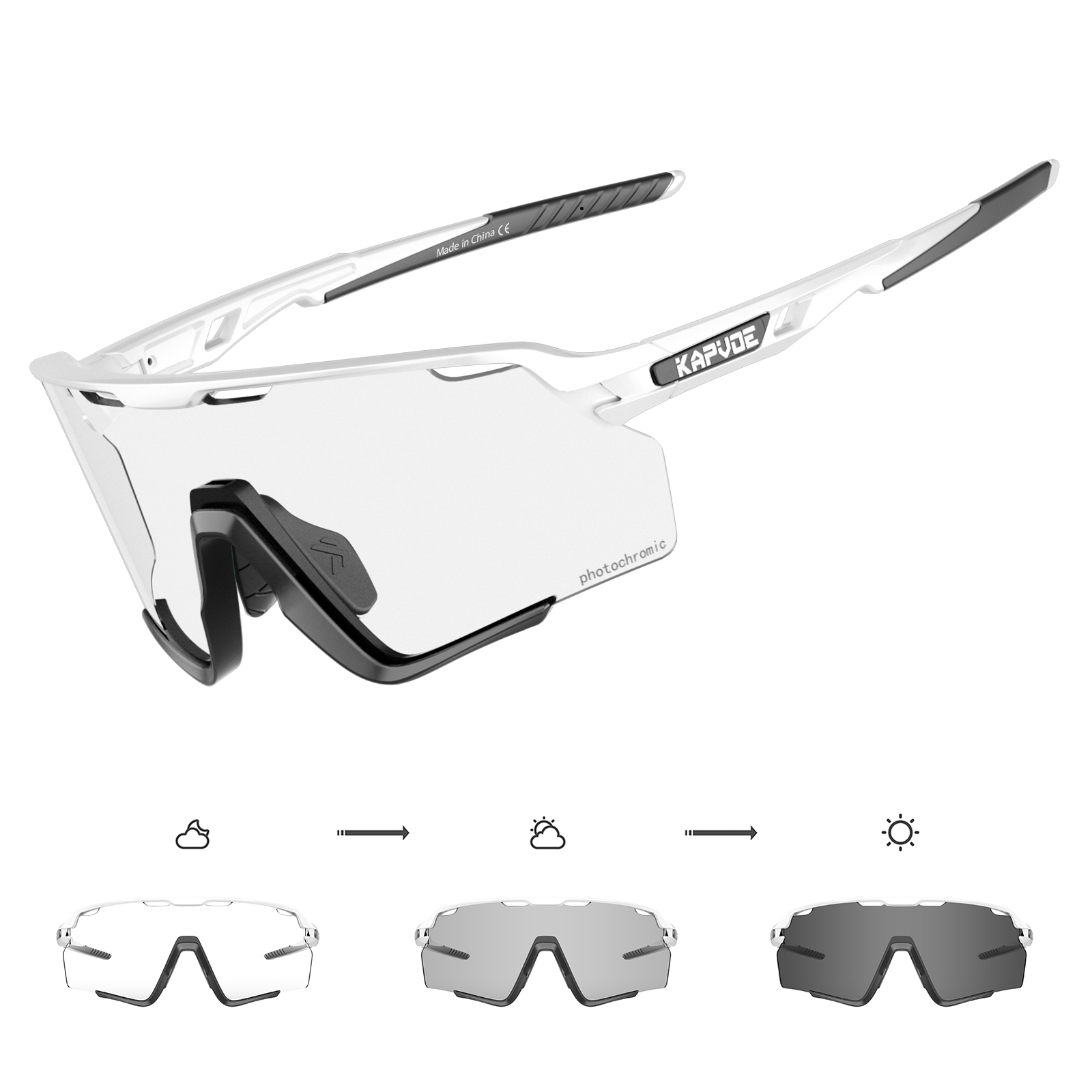 Kapvoe Meekleurende Fietsbril Sport Heren Zonnebril Voor Mannen Fiets Vrouw Outdoor UV400 Fietsbril Baseball: GRIJS