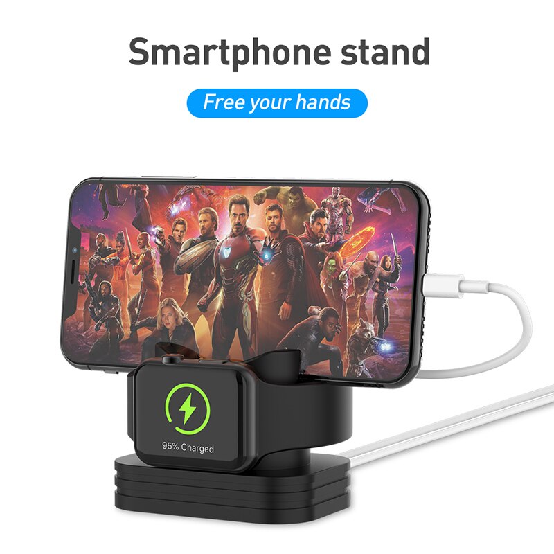 2 In 1 Telefoon Horloge Opladen Dock Stand Desktop Standtable Mobiele Telefoon Ondersteuning Houder Laadstation Voor Apple Horloge Iphone