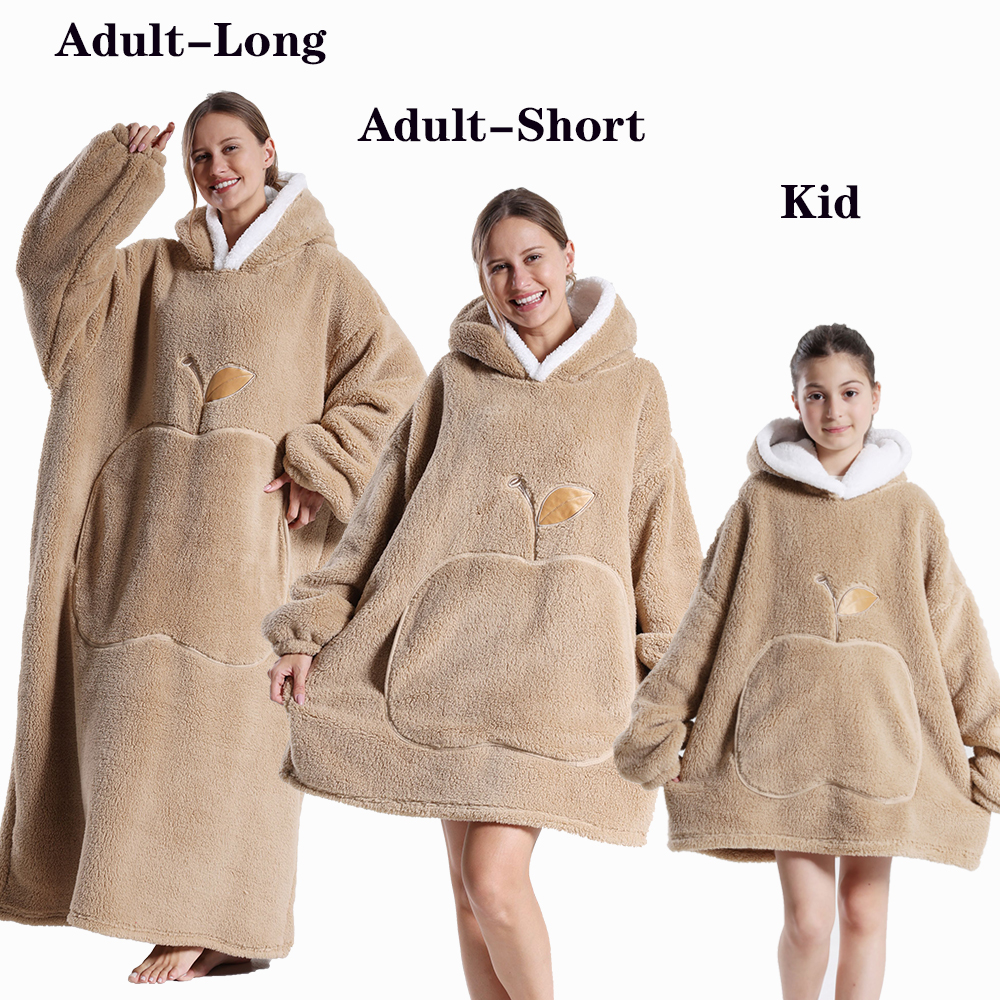 Sweat-shirt à capuche d'hiver pour femmes et hommes, pull Extra Long, et doux, polaire géante TV, couverture surdimensionnée avec manches longues en flanelle: XL / Or