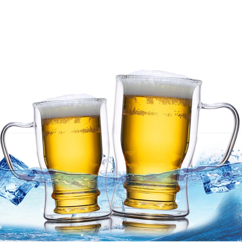 Double Walled Beer Glass Upside Down Inverted Drinking Transparent Wine Glass Cup Ceer For Coffee Drinking