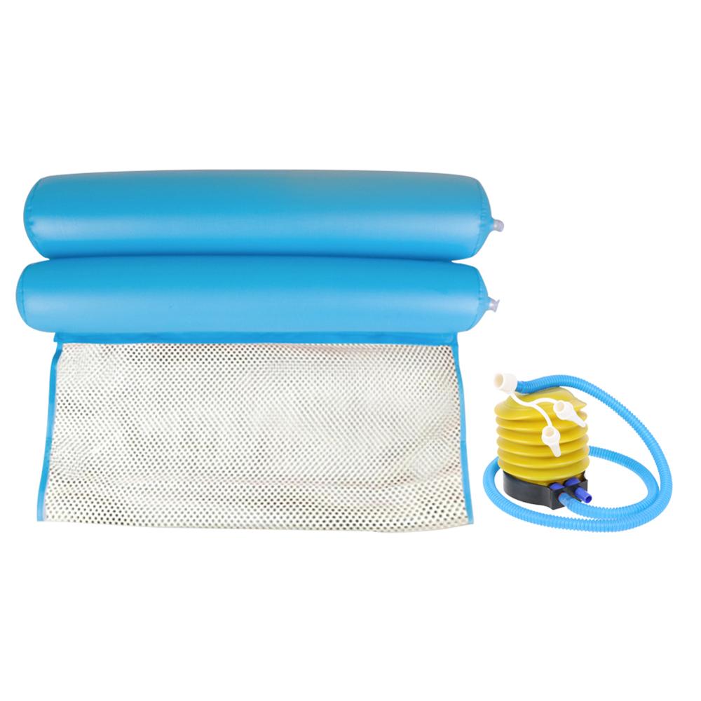 Colchón de aire plegable para playa y piscina, flotador inflable, cama de verano, hamaca de agua: lightBlue with Pump