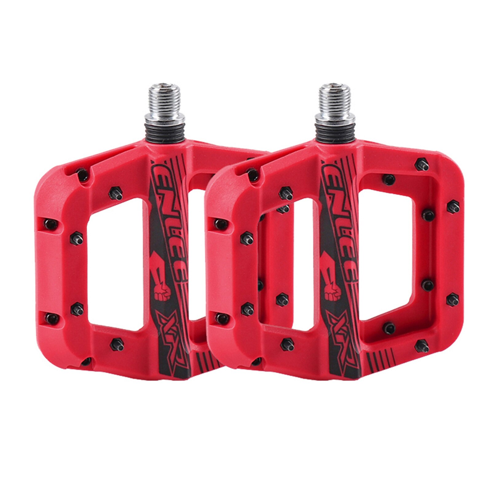 ENLEE 9/16 inches Mountain Bike Pedals Non-Slip Lightweight Nylon Fiber Bicycle Platform Pedals Pedales Bicicleta Accessories: Red